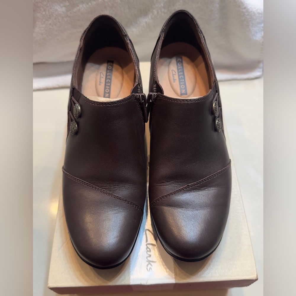 Clarks Emslie Warren Dark Brown Leather Shoes Size 8 1/2 M
